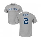 MLB Nike New York Yankees #2 Derek Jeter Gray Name & Number T-Shirt