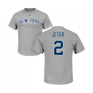 MLB Nike New York Yankees #2 Derek Jeter Gray Name & Number T-Shirt