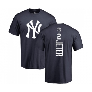 MLB Nike New York Yankees #2 Derek Jeter Navy Blue Backer T-Shirt