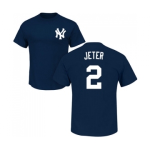 MLB Nike New York Yankees #2 Derek Jeter Navy Blue Name & Number T-Shirt