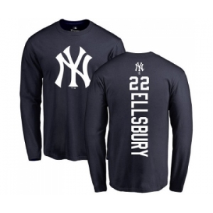 MLB Nike New York Yankees #22 Jacoby Ellsbury Navy Blue Backer Long Sleeve T-Shirt