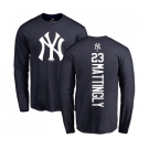 MLB Nike New York Yankees #23 Don Mattingly Navy Blue Backer Long Sleeve T-Shirt