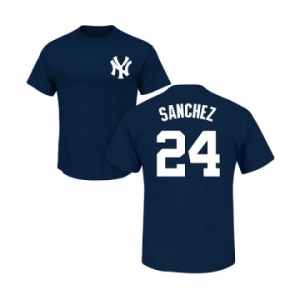 MLB Nike New York Yankees #24 Gary Sanchez Navy Blue Name & Number T-Shirt