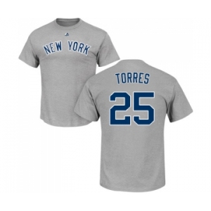 MLB Nike New York Yankees #25 Gleyber Torres Gray Name & Number T-Shirt