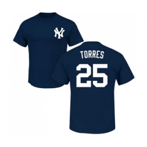 MLB Nike New York Yankees #25 Gleyber Torres Navy Blue Name & Number T-Shirt