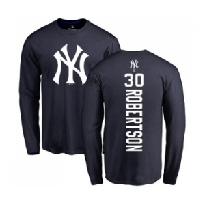 MLB Nike New York Yankees #30 David Robertson Navy Blue Backer Long Sleeve T-Shirt