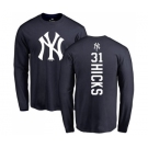 MLB Nike New York Yankees #31 Aaron Hicks Navy Blue Backer Long Sleeve T-Shirt