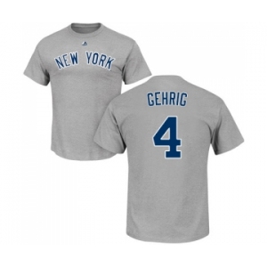 MLB Nike New York Yankees #4 Lou Gehrig Gray Name & Number T-Shirt