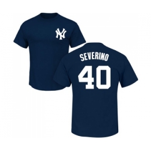 MLB Nike New York Yankees #40 Luis Severino Navy Blue Name & Number T-Shirt