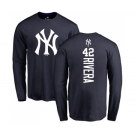 MLB Nike New York Yankees #42 Mariano Rivera Navy Blue Backer Long Sleeve T-Shirt