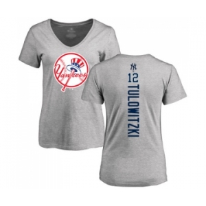 Baseball Women's New York Yankees #12 Troy Tulowitzki Ash Backer T-Shirt