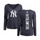 Baseball Women's New York Yankees #12 Troy Tulowitzki Navy Blue Backer Long Sleeve T-Shirt