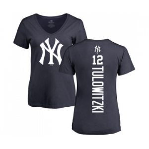 Baseball Women's New York Yankees #12 Troy Tulowitzki Navy Blue Backer T-Shirt