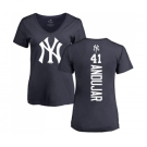 Baseball Women's New York Yankees #41 Miguel Andujar Navy Blue Backer T-Shirt