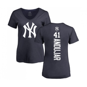 Baseball Women's New York Yankees #41 Miguel Andujar Navy Blue Backer T-Shirt