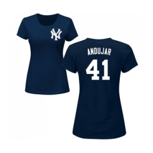 Baseball Women's New York Yankees #41 Miguel Andujar Navy Blue Name & Number T-Shirt