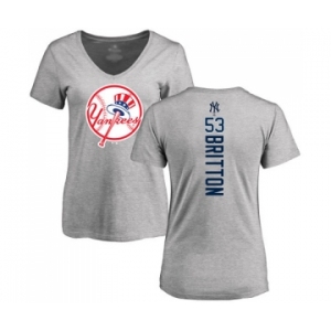 Baseball Women's New York Yankees #53 Zach Britton Ash Backer T-Shirt