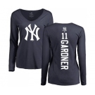 MLB Women's Nike New York Yankees #11 Brett Gardner Navy Blue Backer Long Sleeve T-Shirt