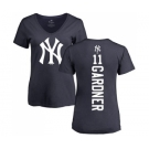 MLB Women's Nike New York Yankees #11 Brett Gardner Navy Blue Backer T-Shirt