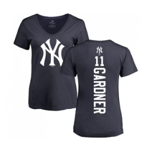 MLB Women's Nike New York Yankees #11 Brett Gardner Navy Blue Backer T-Shirt