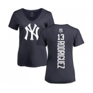 MLB Women's Nike New York Yankees #13 Alex Rodriguez Navy Blue Backer T-Shirt