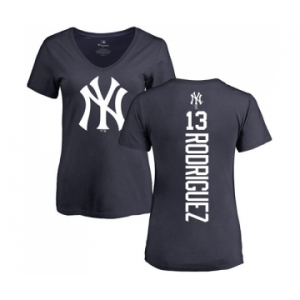 MLB Women's Nike New York Yankees #13 Alex Rodriguez Navy Blue Backer T-Shirt