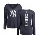 MLB Women's Nike New York Yankees #14 Brian Roberts Navy Blue Backer Long Sleeve T-Shirt