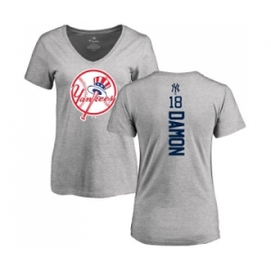 MLB Women's Nike New York Yankees #18 Johnny Damon Ash Backer T-Shirt