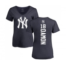 MLB Women's Nike New York Yankees #18 Johnny Damon Navy Blue Backer T-Shirt