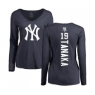 MLB Women's Nike New York Yankees #19 Masahiro Tanaka Navy Blue Backer Long Sleeve T-Shirt