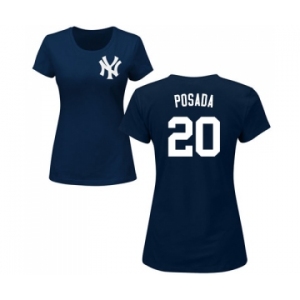 MLB Women's Nike New York Yankees #20 Jorge Posada Navy Blue Name & Number T-Shirt