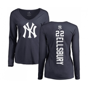 MLB Women's Nike New York Yankees #22 Jacoby Ellsbury Navy Blue Backer Long Sleeve T-Shirt