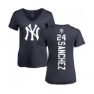 MLB Women's Nike New York Yankees #24 Gary Sanchez Navy Blue Backer T-Shirt