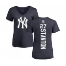 MLB Women's Nike New York Yankees #27 Giancarlo Stanton Navy Blue Backer T-Shirt