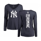 MLB Women's Nike New York Yankees #28 Austin Romine Navy Blue Backer Long Sleeve T-Shirt