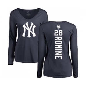 MLB Women's Nike New York Yankees #28 Austin Romine Navy Blue Backer Long Sleeve T-Shirt