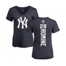 MLB Women's Nike New York Yankees #28 Austin Romine Navy Blue Backer T-Shirt