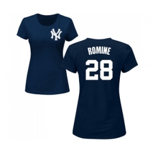 MLB Women's Nike New York Yankees #28 Austin Romine Navy Blue Name & Number T-Shirt