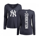 MLB Women's Nike New York Yankees #30 David Robertson Navy Blue Backer Long Sleeve T-Shirt