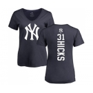 MLB Women's Nike New York Yankees #31 Aaron Hicks Navy Blue Backer T-Shirt