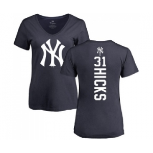 MLB Women's Nike New York Yankees #31 Aaron Hicks Navy Blue Backer T-Shirt