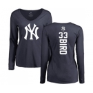 MLB Women's Nike New York Yankees #33 Greg Bird Navy Blue Backer Long Sleeve T-Shirt