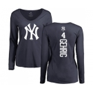 MLB Women's Nike New York Yankees #4 Lou Gehrig Navy Blue Backer Long Sleeve T-Shirt