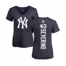 MLB Women's Nike New York Yankees #40 Luis Severino Navy Blue Backer T-Shirt