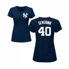 MLB Women's Nike New York Yankees #40 Luis Severino Navy Blue Name & Number T-Shirt