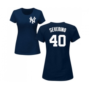 MLB Women's Nike New York Yankees #40 Luis Severino Navy Blue Name & Number T-Shirt