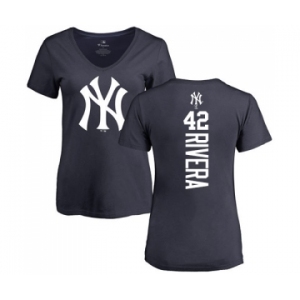 MLB Women's Nike New York Yankees #42 Mariano Rivera Navy Blue Backer T-Shirt