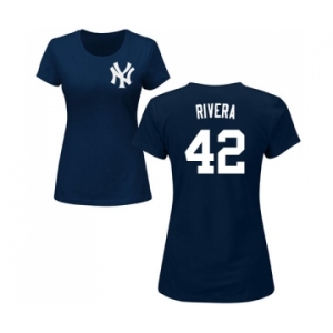 MLB Women's Nike New York Yankees #42 Mariano Rivera Navy Blue Name & Number T-Shirt