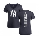 MLB Women's Nike New York Yankees #46 Andy Pettitte Navy Blue Backer T-Shirt