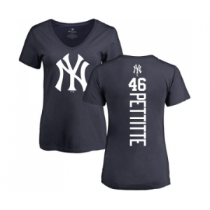 MLB Women's Nike New York Yankees #46 Andy Pettitte Navy Blue Backer T-Shirt